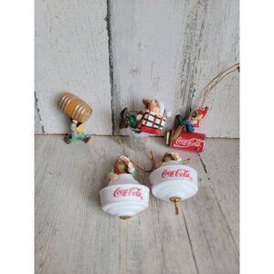 Vintage Coca-Cola AS IS Santa helper elf Coke‎ ornament Xmas set